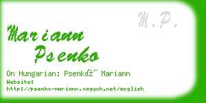 mariann psenko business card